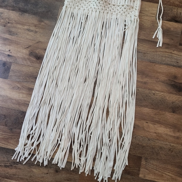 Flook the Label Free People White Crochet Macrame Fringe Mini Maxi Skirt Size M. - Picture 7 of 15